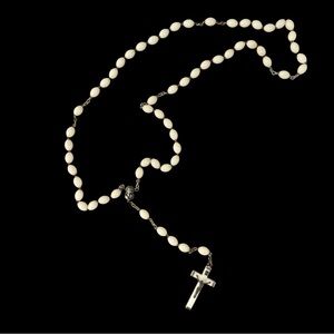 Vintage 1950's Italian Glow In The Dark Luminous Rosary Beads Crucifix Italy 31"